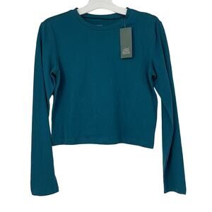 WILD FABLE BLUE GREEN LONG SLEEVE COTTON TOP XS